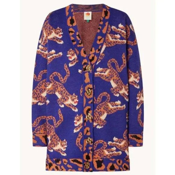 FARM Rio Leopards Jacquard Cardigan NWT - Picture 1 of 4
